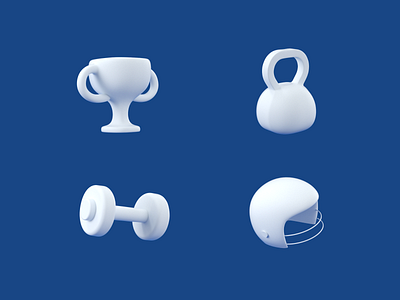 Sport Assets 3d assets badge cup dumbells helmet iconography mobile app mobile park sports theme park trophy ui ux