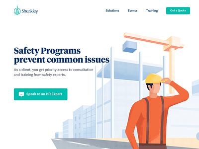 Employee Safety Page construction worker employee human resource illustrated marketing site illustration landingpage management safety webdesign website