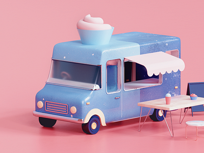 Ice Cream Truck all design ice icecream illustration render timeless truck udhaya uiux