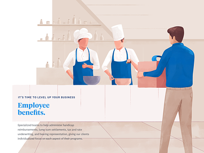 Employee benefits page benefits chef design gift illustration payroll udhaya web work