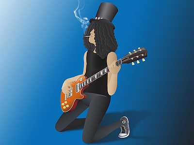 Slash Playing his Gibson cool graphic guitar guns and roses illustration slash smoking vector