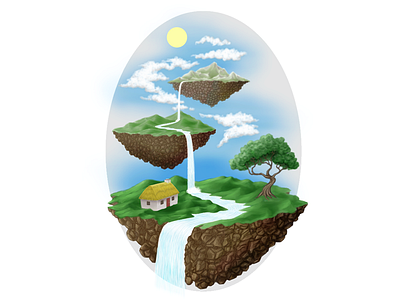 3 tiered landscape illustration