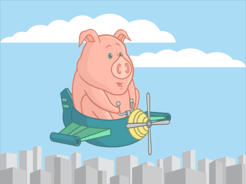 "When Pigs Fly!!" animation funny gif illustration pig