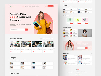 e-learning platform education website elearning website figma landing page onlinecourse ui uidesign uiux