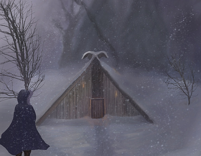 Viking Hut in a Storm 2d 2dart cover art digital illustration digital painting illustration photoshop