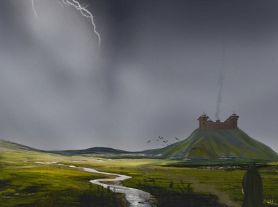 Hillfort in a Storm 2d 2dart cover art digital illustration digital painting illustration photoshop