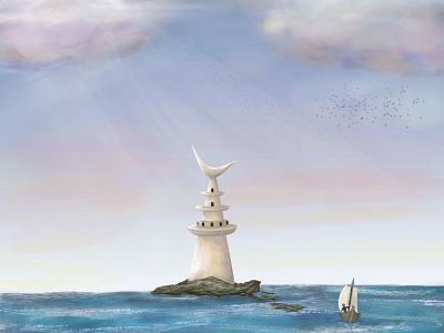 Tower at Sea 2d 2dart cover art digital illustration digital painting illustration photoshop