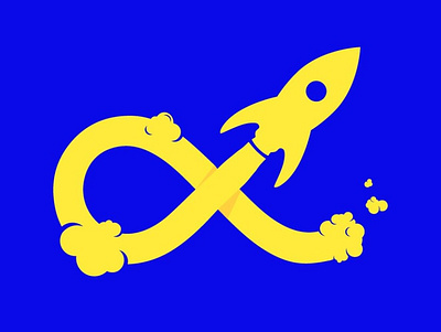 Rocket blue illustration infinity rocket yellow