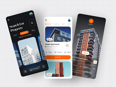 Real Estate Mobile App UI Design Concept agency airbnb apartment app architect building business condo hotel landlord mobile mobile app property real estate rent tenant uidesign uiux villa