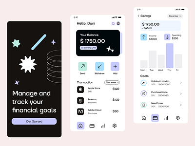 Finance Goals Tracking App application bank app design finance finance app finance goals tracking finance tracking mobile mobile app ui ui ux design ux