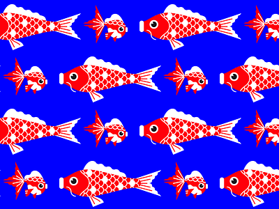 Koi and golden fish pattern carp fish flat golden fish illustration japan japanese koi pattern vector