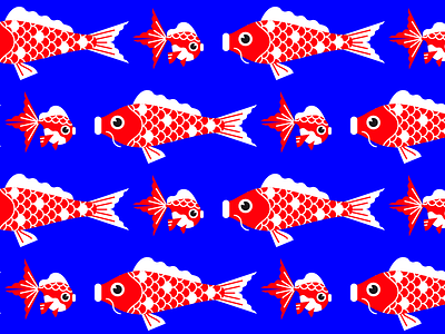 Koi and golden fish pattern