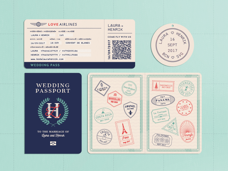 Wedding Passport boarding pass invitation travel wedding wedding invitation