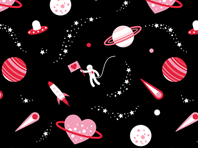 Space Pattern astronaut flat pattern planets space vector