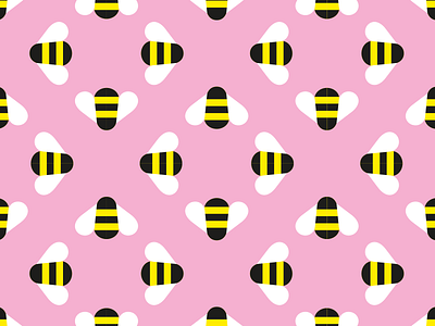 Bee Pattern bees illustration pink vector