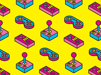 Power Up Pattern isometric pattern retro stationery design vector videogames yellow