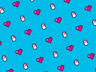 Power Up Pattern stationery design stationery pill pattern design pattern heart retro pixel vector