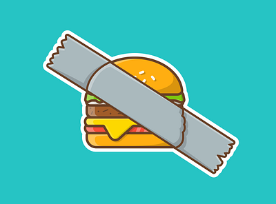 taped burger banana burger fast food fastfood flat icon illustration vector