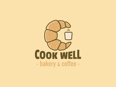 Cookwell bakery & coffee adobe illustrator bakery brand branding coffee concept croissant design flat food graphic design identity illustration logo logotype minimal vector