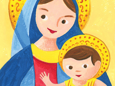 Madonna and Child christmas debut first shot illustration madonna and child mid-century storybook vintage