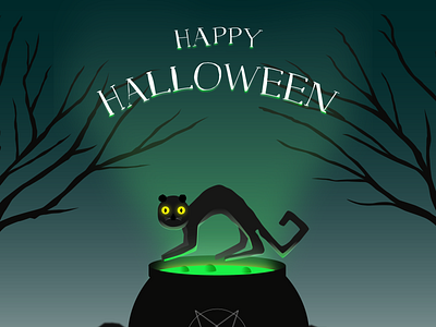 ჰელოუინის ილუსტრაცია cat halloween illustration magic mystic vector