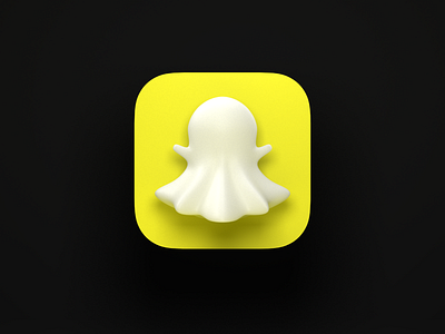 Snapchat 3D 3d app app icon big sur c4d cinema4d ghost icon render snapchat white yellow