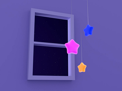 Art Direction: Starry Night Sky 3d night render sky stars window