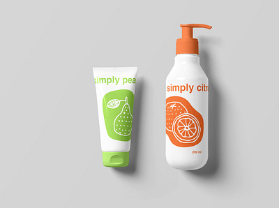 Simply Fruit Lotion branding branding design design fruit hand drawn icon illustration logo package design sketch vector