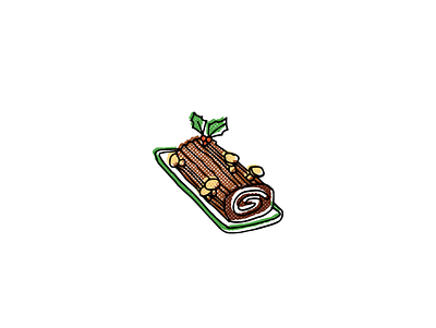 Yule Log Cake branding design food hand drawn icon icons illustration logo sketch vector