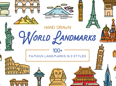 Hand Drawn World Landmarks architecture branding design hand drawn icon icons illustration landmarks logo sketch vector