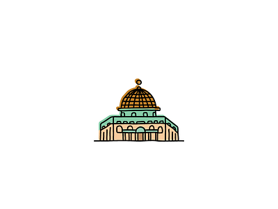 Al Aqsa Mosque branding building hand drawn icon icons illustration landmarks logo sketch vector