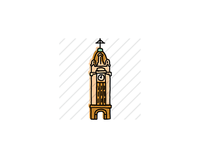 Aloha Tower branding design hand drawn icon icons illustration landmarks logo sketch vector