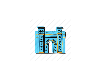Ishtar Gate, Babylon branding hand drawn icon icons illustration logo sketch vector