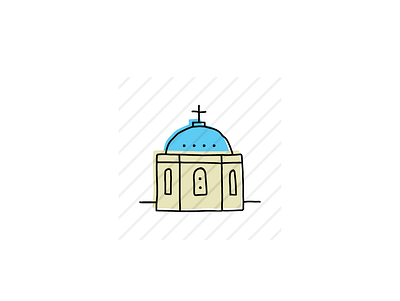 Blue Domed Church, Santorini branding design hand drawn icon icons illustration landmarks logo sketch vector