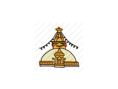 Boudhanath Stupa, Kathmandu, Nepal branding design hand drawn icon icons illustration landmarks logo sketch vector