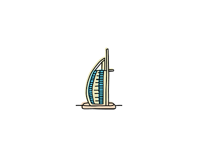 Burj al Arab branding design hand drawn icon icons illustration logo sketch vector