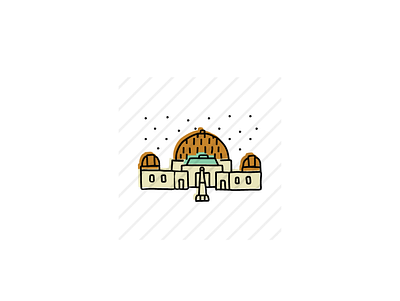 Griffith Observatory architecture branding design hand drawn icon illustration logo sketch vector