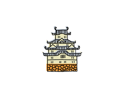 Himeji Castle, Japan hand drawn icon icons illustration japanese landmarks logo sketch vector