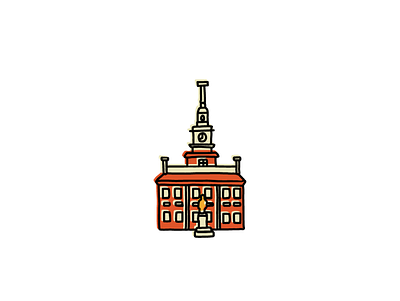 Independence Hall Icon branding design hand drawn icon icons illustration landmarks logo sketch vector