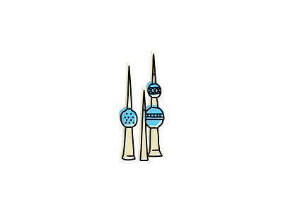 Kuwait Towers buildings hand drawn icon illustration landmark sketch vector