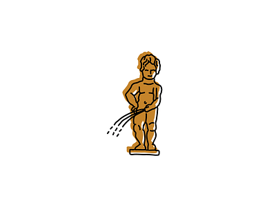 Mannekin Pis, Brussels germany hand drawn humor humorous illustration icon illustration logo statue vector