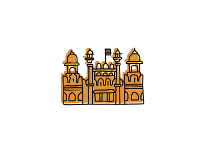Red Fort Complex, India branding design hand drawn icon icons illustration landmarks logo sketch vector