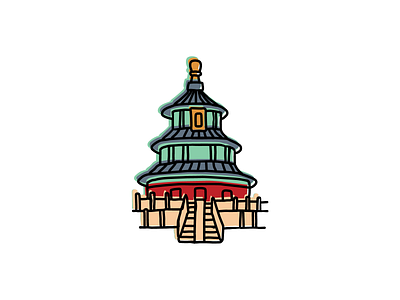 Temple of Heaven, Beijing architecture hand drawn icon illustration landmarks logo sketch vector