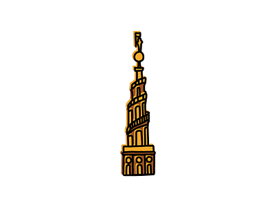 The Church of Our Savior, Copenhagen architecture design hand drawn icon illustration landmarks sketch vector