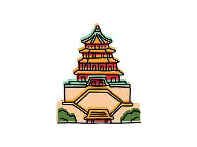 The Summer Palace, China design hand drawn icon illustration landmarks sketch vector