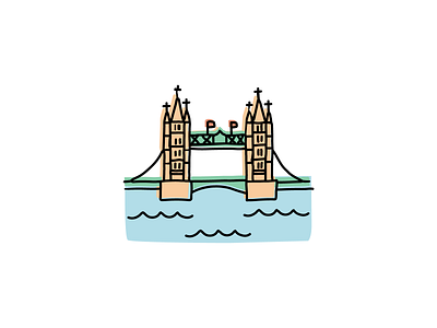 Tower Bridge, London branding design hand drawn icon illustration sketch vector