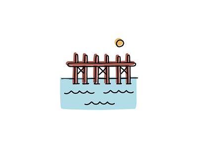 U Bein Bridge architecture branding design hand-drawn icon illustration logo sketch vector