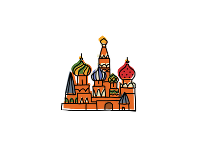 St. Basil's Cathedral, Moscow architecture branding building design hand-drawn icon illustration landmarks logo russia sketch vector