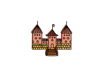 Trakai Castle, Lithuania architecture branding design hand-drawn icon illustration landmark logo sketch vector