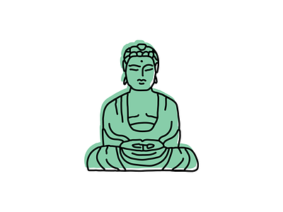 Buddha Kamakura, Japan architecture design hand-drawn icon illustration landmarks logo sketch vector